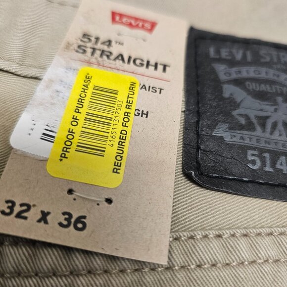 New Levis Strauss 514 Straight Water Less Mens Sits Bellow Waist 32 X 36 - Picture 15 of 15